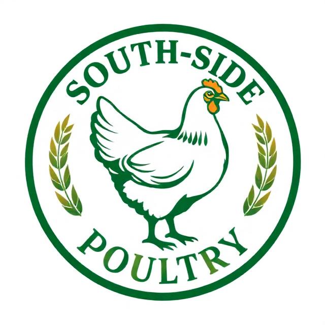 South-Side Poultry logo — circular broiler badge in green #178700 and gold #efad35, transparent background